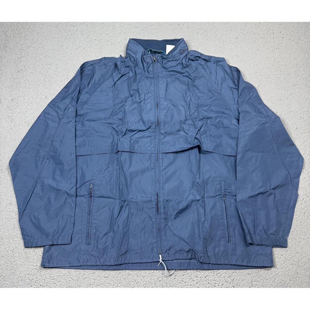 Vintage Woolrich Jacket Mens 2XL Blue Nylon Windbreaker Full Zip Mesh Lined